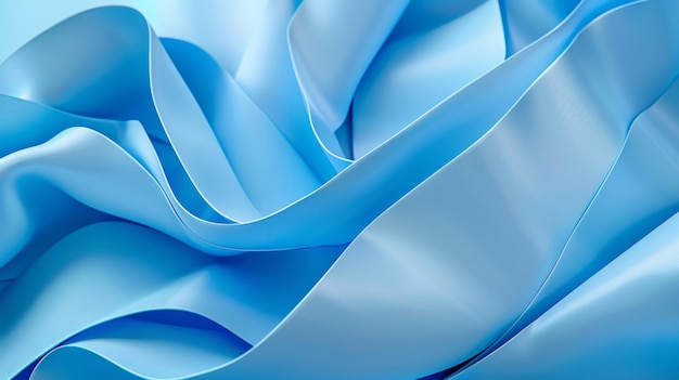 Rendering in 3D abstracte blauwe mode achtergrond met gevouwen lint papier scroll macro