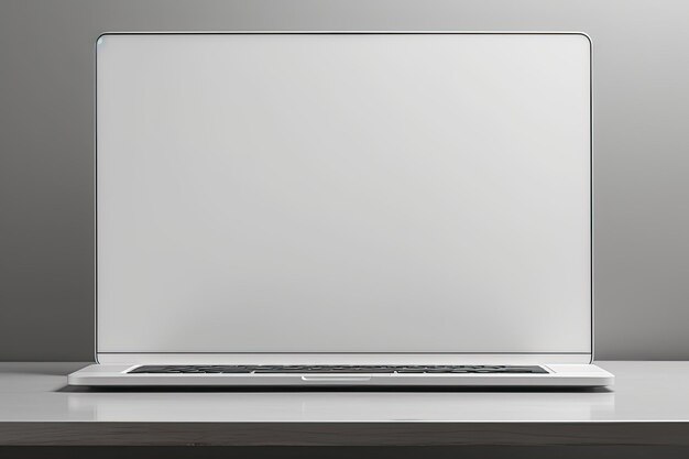 Photo a rendering of a laptop computer with a blank screen resembling a workspace