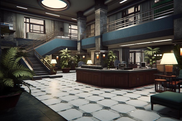 a rendering of the lobby of the building.