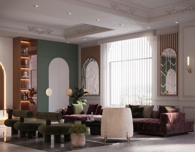 A rendering of the lobby of the hotel.