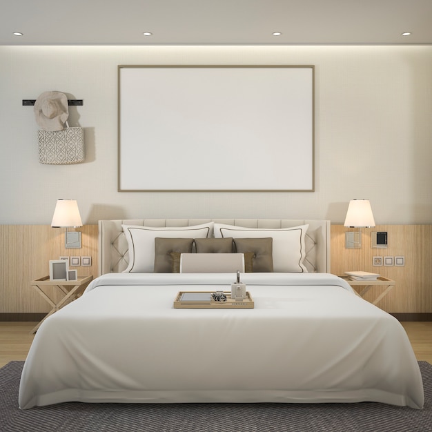 rendering luxury modern bedroom suite in hotel 