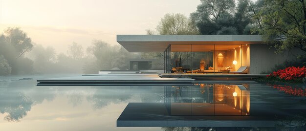 A rendering of a modern house a concept for real estate