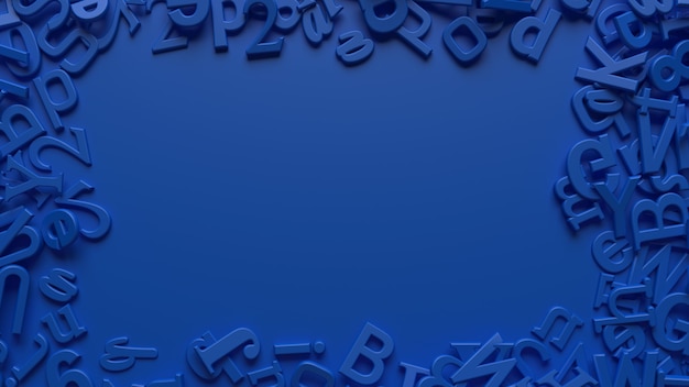 Фото Визуализация 3d синие буквы алфавита