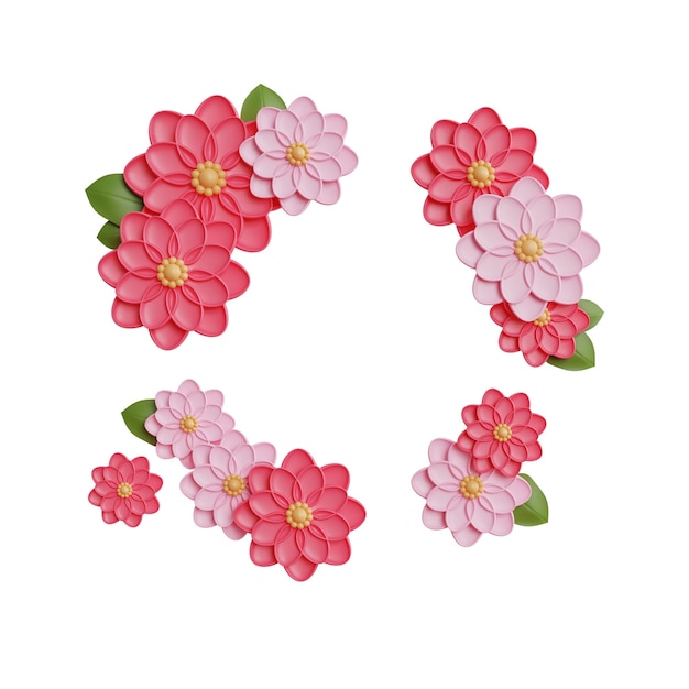 rendering of pink flowers on circle frame