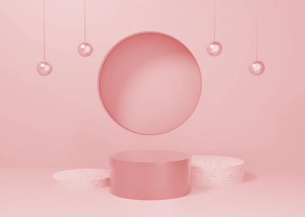 rendering Pink pastel display podium product stand