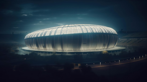 A rendering of the stadium at night.