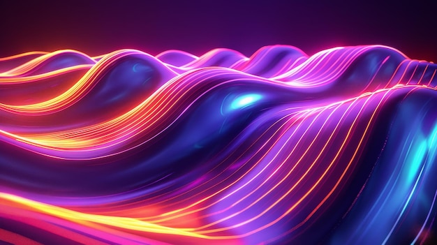 Rendering van een 3D-scene abstracte achtergrond neon lijnen van kleur futuristische behang Digitale gegevensoverdracht