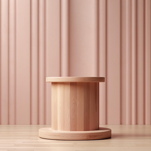 Foto rendering van een minimalistisch podium in zachte kleuren