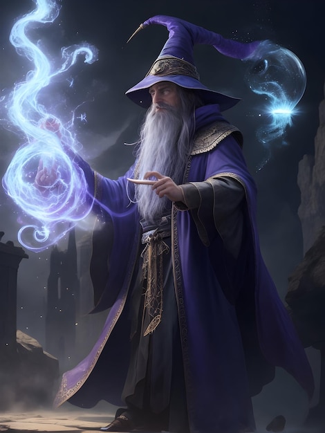 Photo rendering of wizard controlling magic