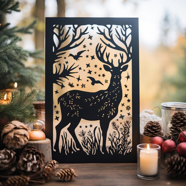 Rendier silhouet kerstdecor monochroom 2024