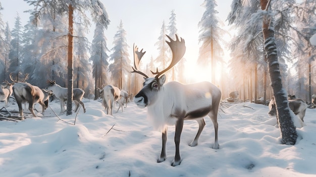 rendieren in de winterboerderij in lapland