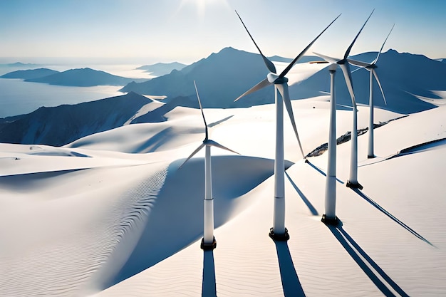 사진 renewable energy concept: 산에 설치된 풍력 터빈