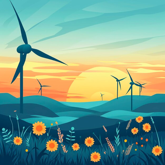 Renewable and Eco Friendly Energy Concept Vector Banner Vector Flat design elements for Clean Envi