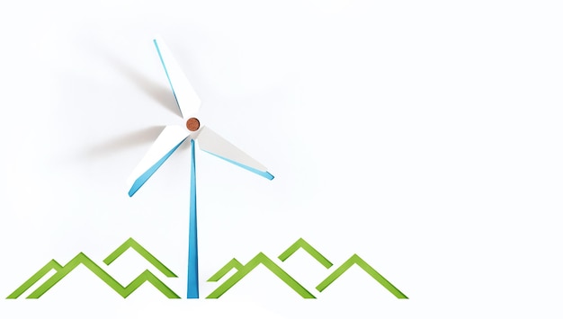 Renewable Energy Concepts Paper Cat as Wind Power and Mountain Sign Carbon Neutral and Emission ESG for Clean Energy Sustainable Resources Environmental Care