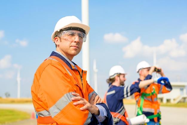 renewable energy engineer working on wind turbine