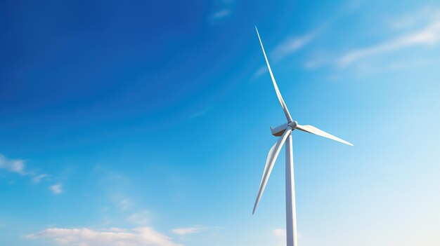 Renewable Energy Wind Turbine in the Clear Blue Sky