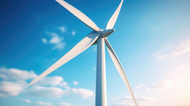 Renewable Power Windmill against Blue Horizon