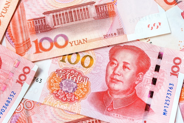 Renminbi official currency of China. Chinese money.