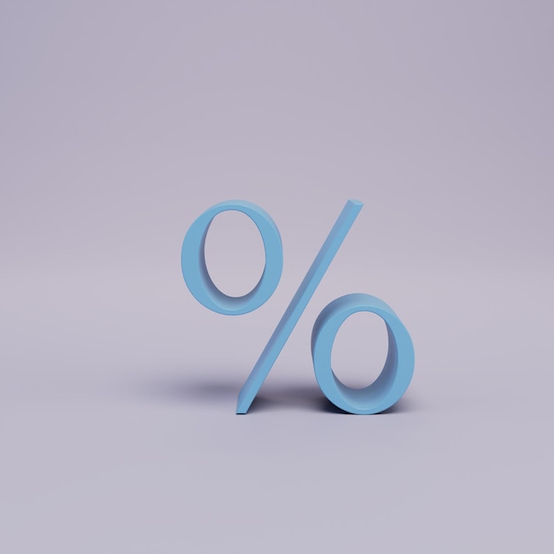 rente. goederen korting. percentage pictogram blauwe h schaduw op witte achtergrond.