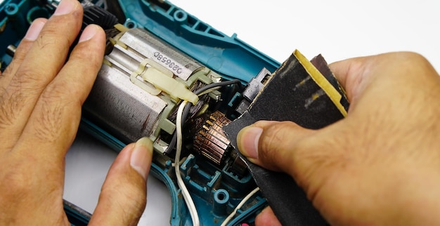 Repair and check the damaged electric drill