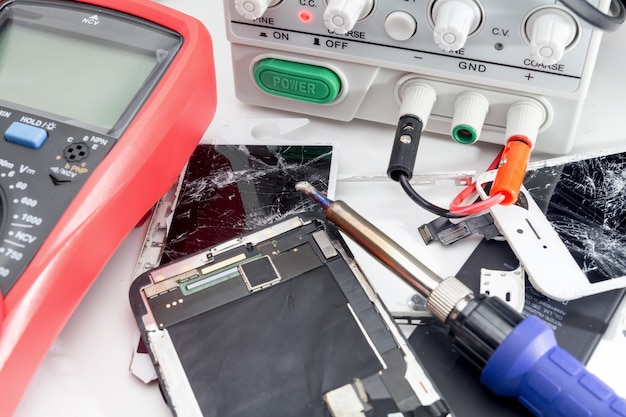 Repair of electronic devices, soldering of parts. Multimeter