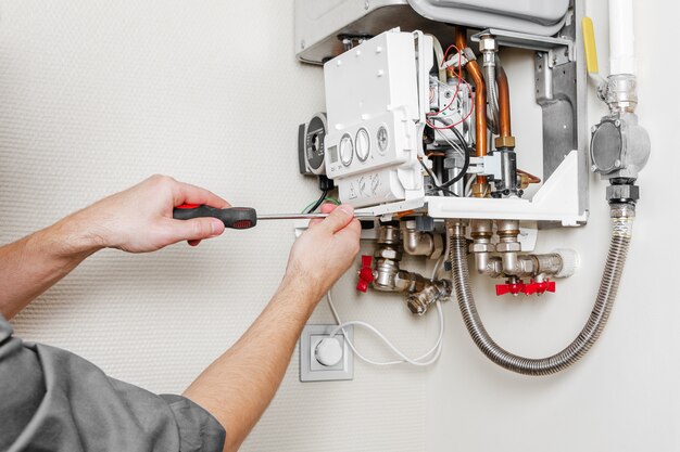 Photo repair of a gas boiler.