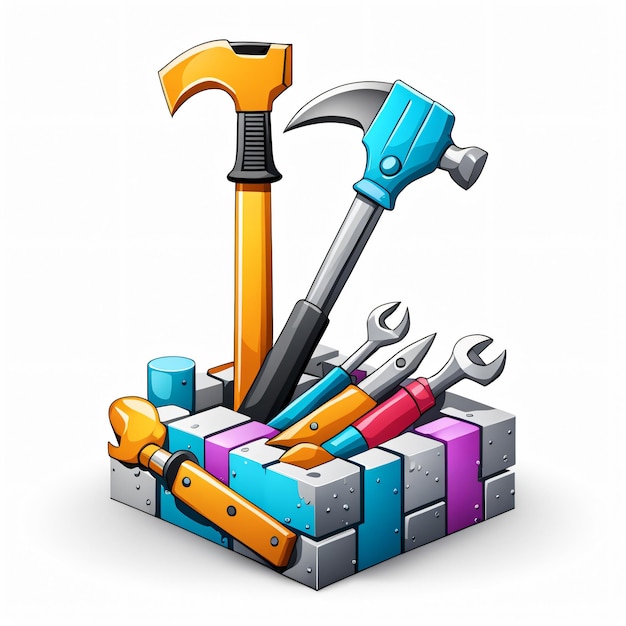Repair and renovation tools on a white background illustration