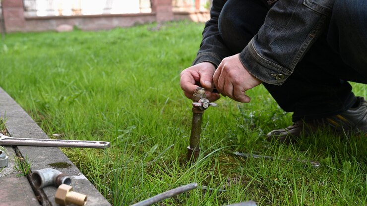 Repairing the street water pipe.
