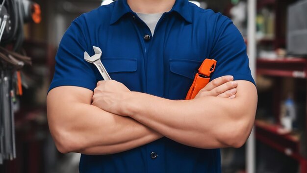 Repairman holding a wrench