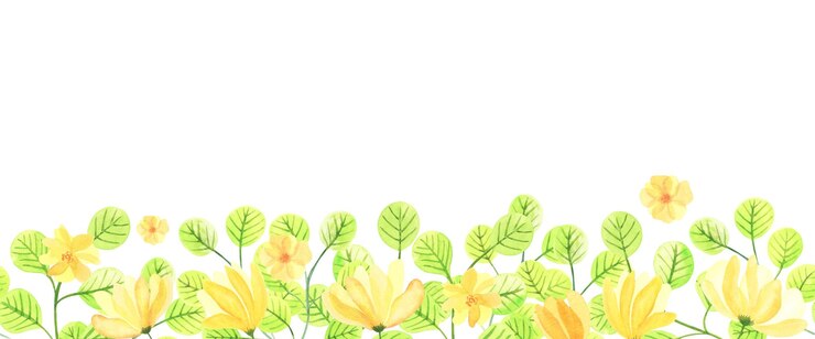Photo 鮮やかな緑色の葉の繰り返し無縫の花の境界線 水彩の手描きイラスト