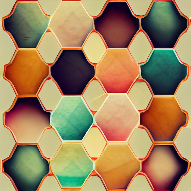 Repeating hexagons and circle over lapped