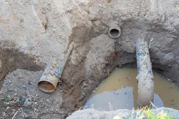 Replacement of water pipes in the pit. Repair of communications