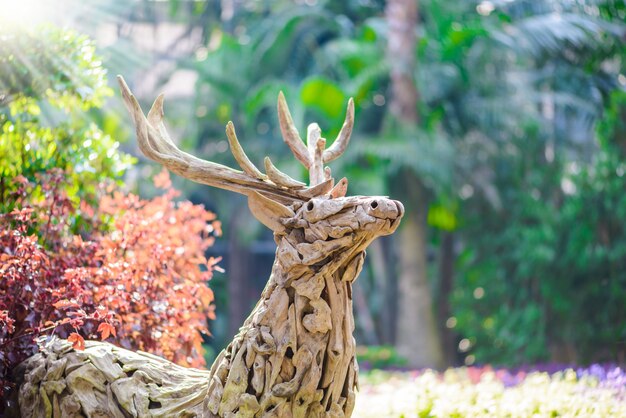 Replica of the deer made from tree roots