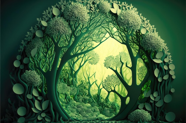 Replica forest paper art