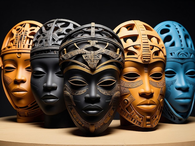 Фото Воспроизведение 3d-печатных моделей значительных культурных артефактов, таких как африканские маски, традиционная одежда или музыкальные инструменты, чтобы отпраздновать богатое разнообразие черной культуры