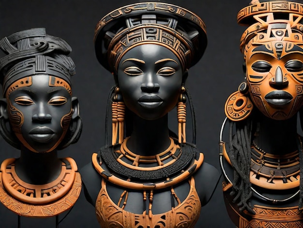 흑인 문화의 풍부한 다양성을 축하하기 위해 아프리카 마스크, 전통 의류 또는 악기와 같은 중요한 문화 유물의 3D 인쇄 모델을 복제합니다.