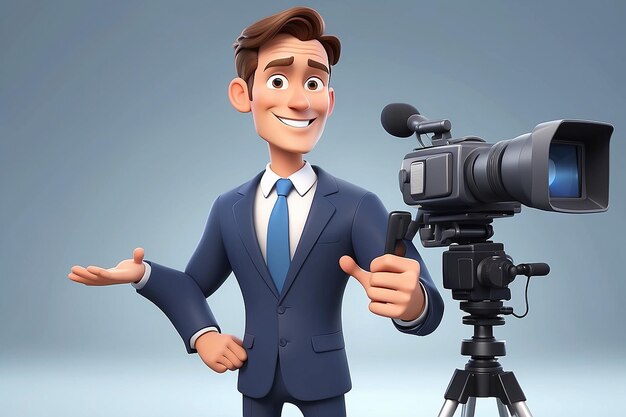 Photo reporter cartoon character illustration