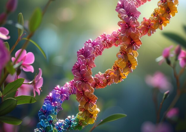 写真 花の dna スパイラル構造を表す