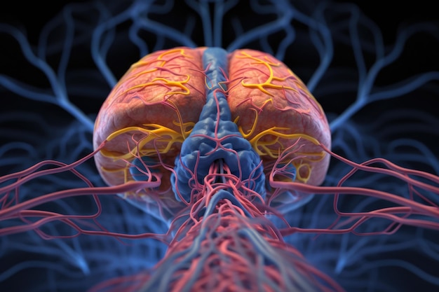 Photo representation of a brain and the nerve links that go down the spinal cord