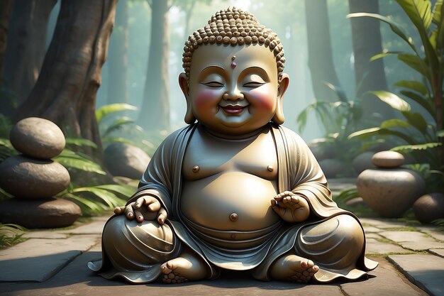 Photo representation of a happy little buddha