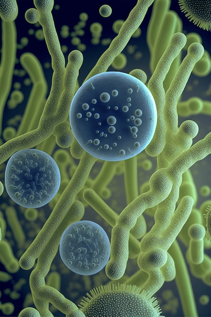 Foto rappresentazione di microrganismi