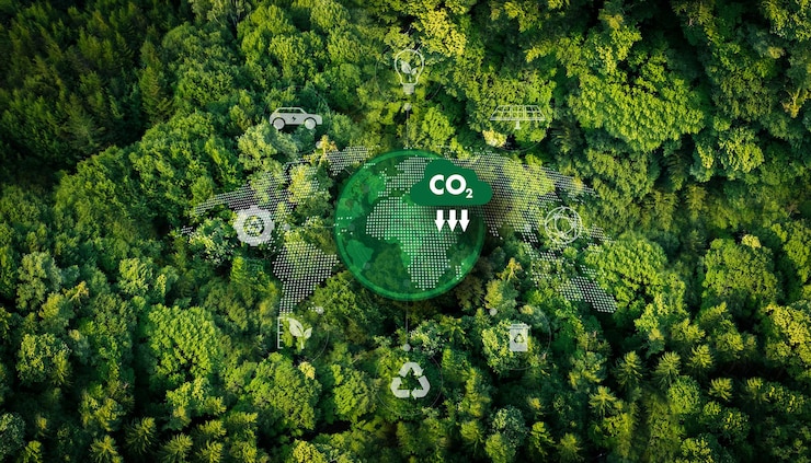 Photo representing ecofriendly transport a leafy green plant with a co2 cloud on top