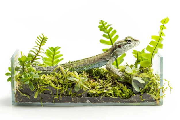 Reptielen terrarium op witte achtergrond