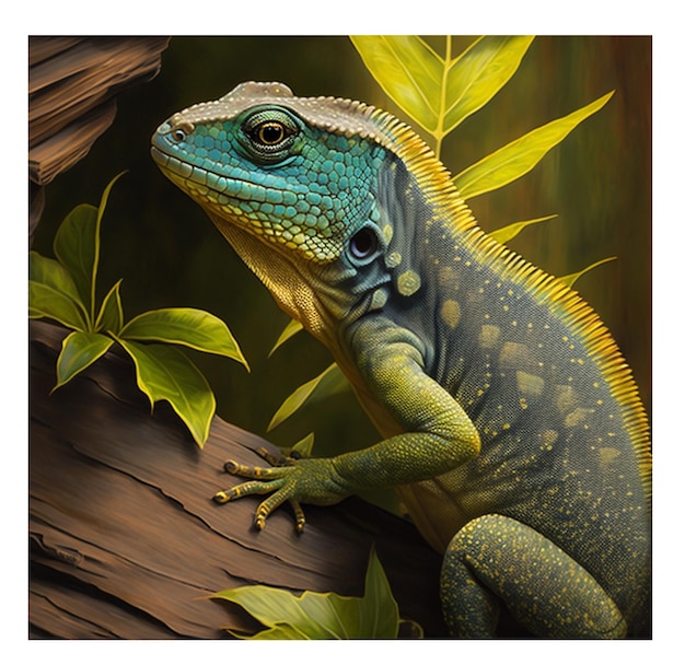 Photo reptile on tree