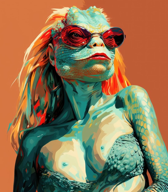 Reptiloid humanoid Portrait of a lizard woman