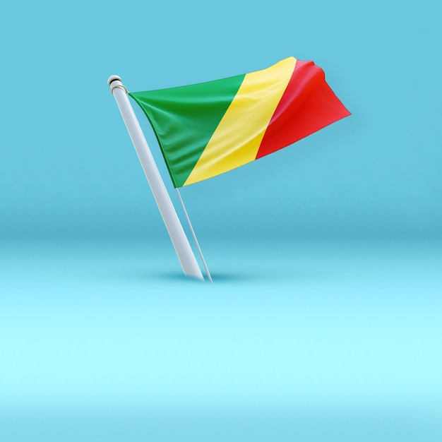 Republic of the Congo Nation Flag on a plan pestal background empty text space