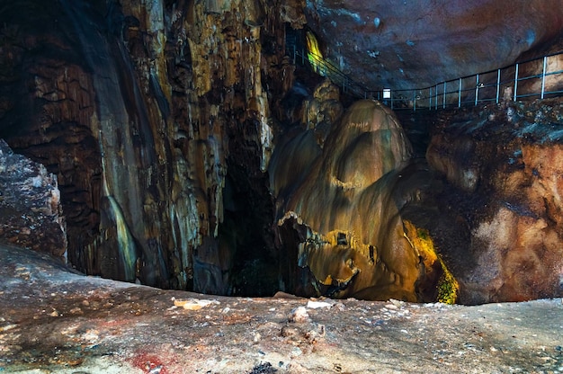 Republic of Crimea Stalactites and stalagmites in the Emine Bair Khosar cave Selective sharpening