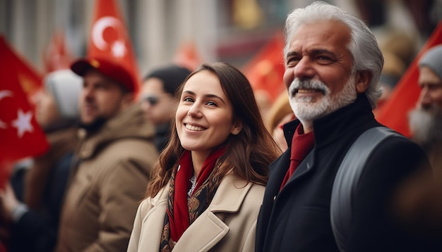 現代ヨーロッパの人々とのトルキエの共和国記念日のお祝い
