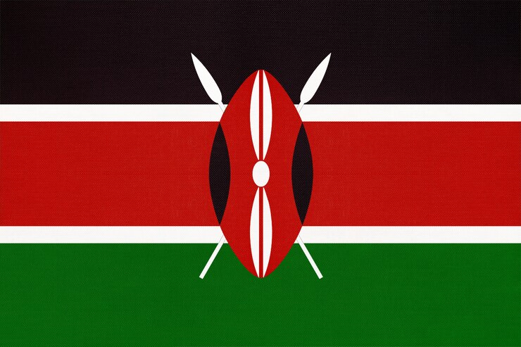 Photo republic of kenya national fabric flag, textile background. symbol of international world african country.
