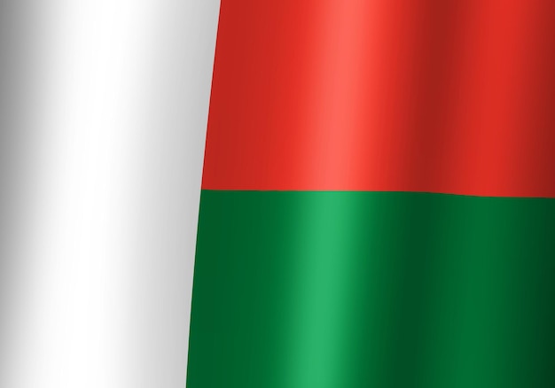 Republic of madagascar national flag 3d illustration close up view